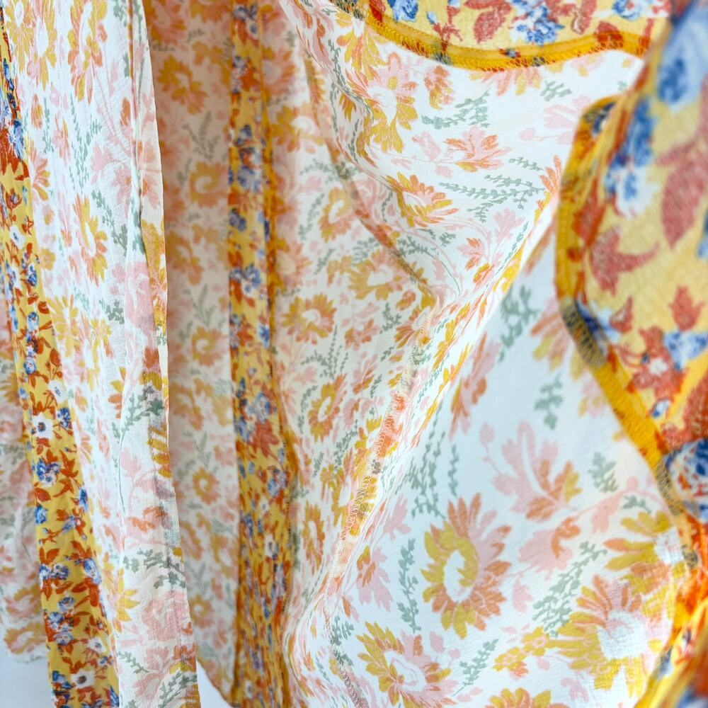 NEW Free People Dance with Me Maxi Dress L Floral Sheer Button Front Strap Boho - Picture 7 of 13